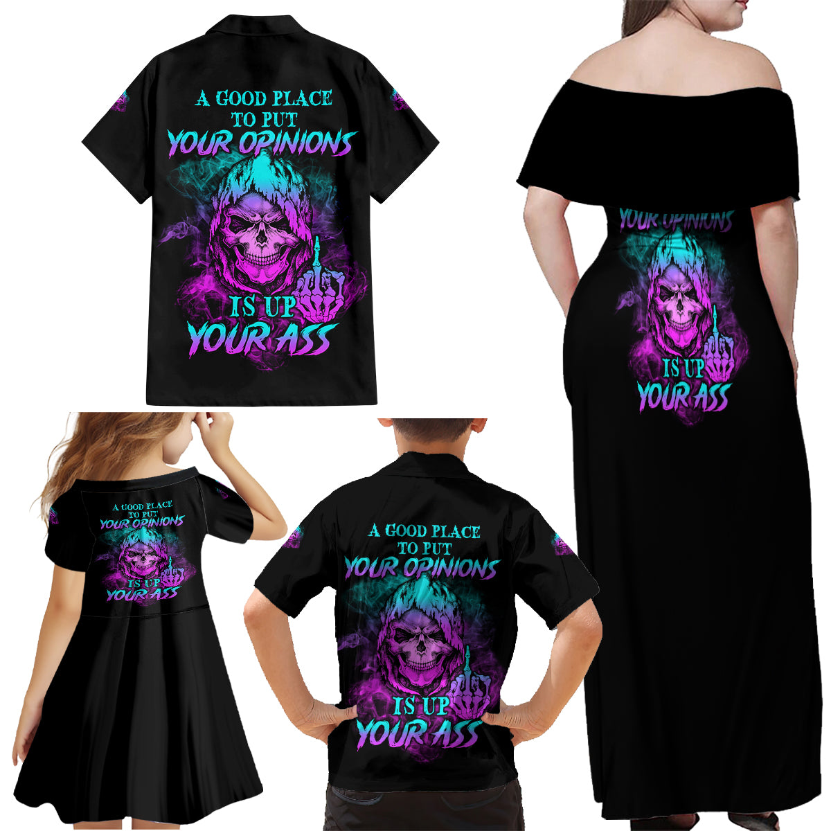 A Good Place To Put Your Opinions Family Matching Off Shoulder Maxi Dress and Hawaiian Shirt - Wonder Print Shop