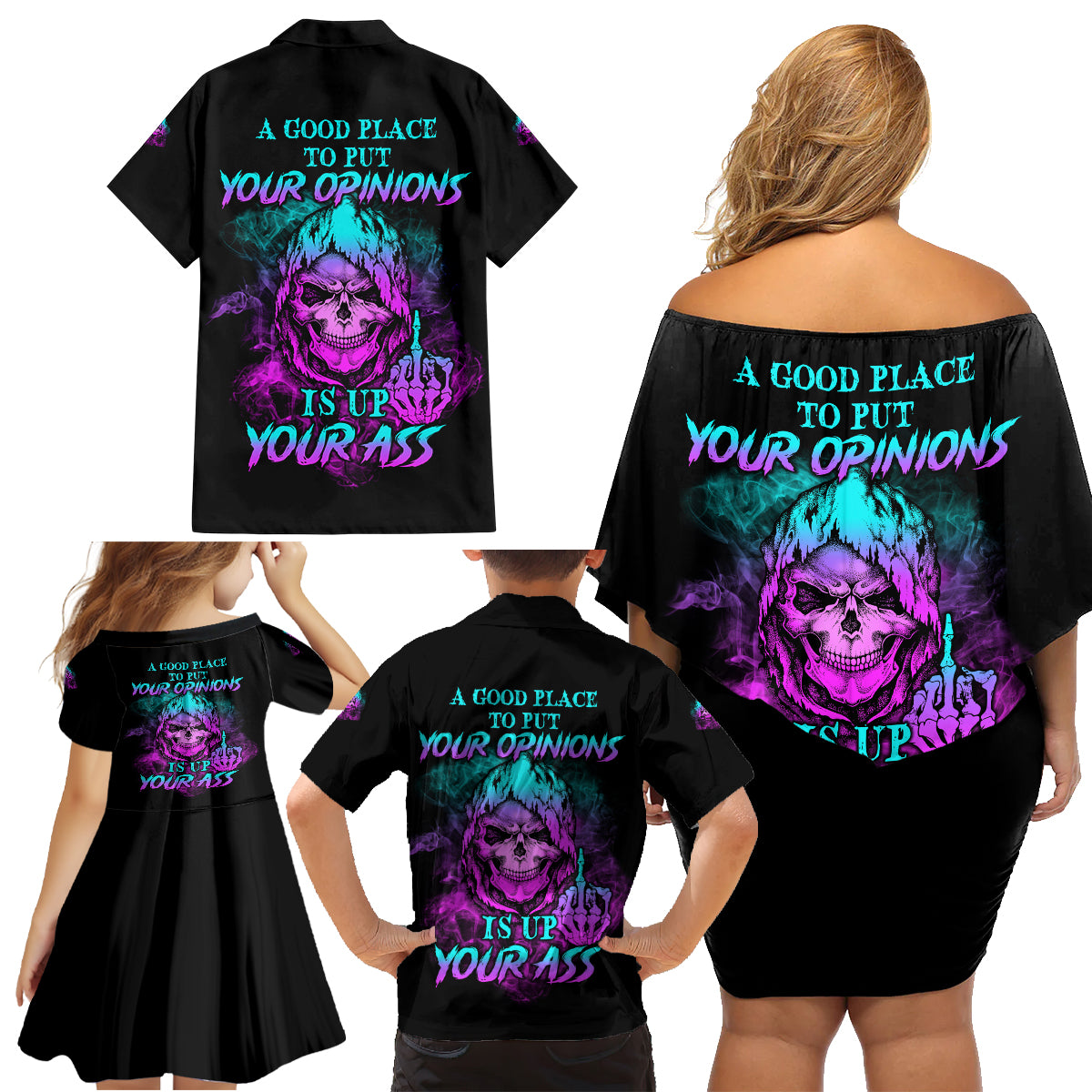 A Good Place To Put Your Opinions Family Matching Off Shoulder Short Dress and Hawaiian Shirt - Wonder Print Shop
