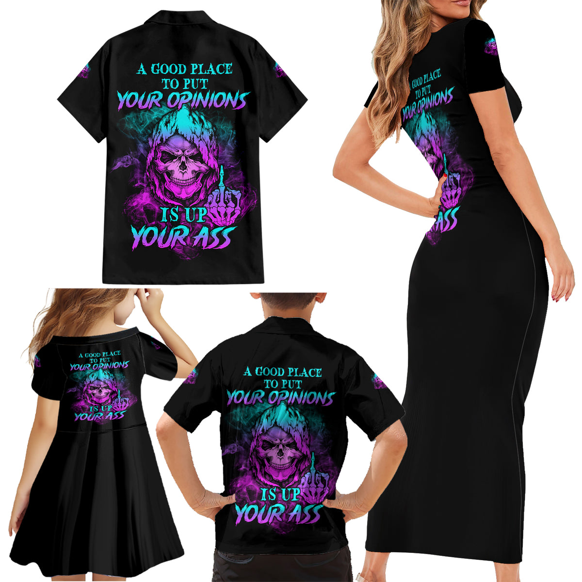 A Good Place To Put Your Opinions Family Matching Short Sleeve Bodycon Dress and Hawaiian Shirt - Wonder Print Shop