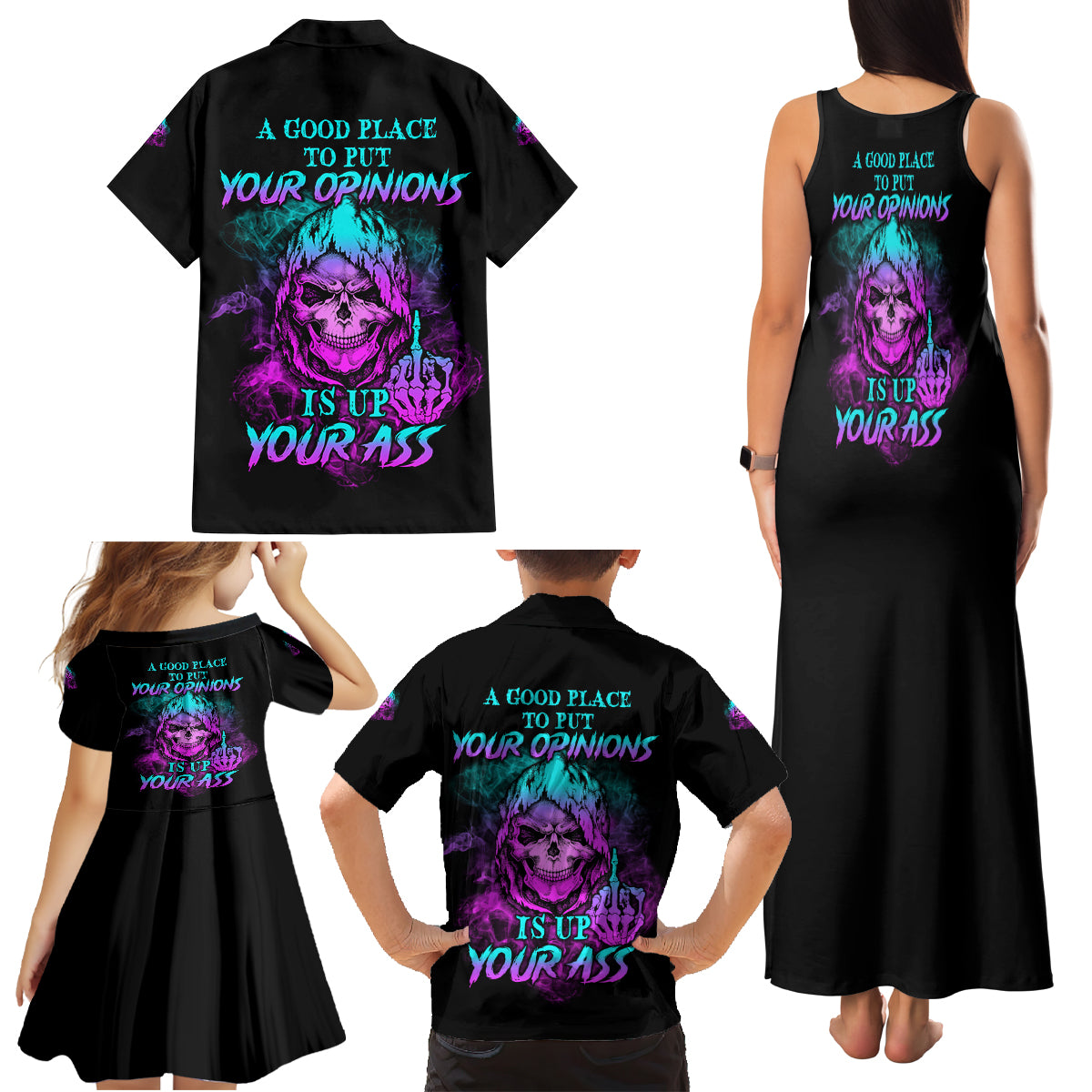 A Good Place To Put Your Opinions Family Matching Tank Maxi Dress and Hawaiian Shirt - Wonder Print Shop