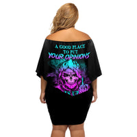 A Good Place To Put Your Opinions Off Shoulder Short Dress - Wonder Print Shop