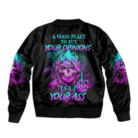 A Good Place To Put Your Opinions Sleeve Zip Bomber Jacket - Wonder Print Shop