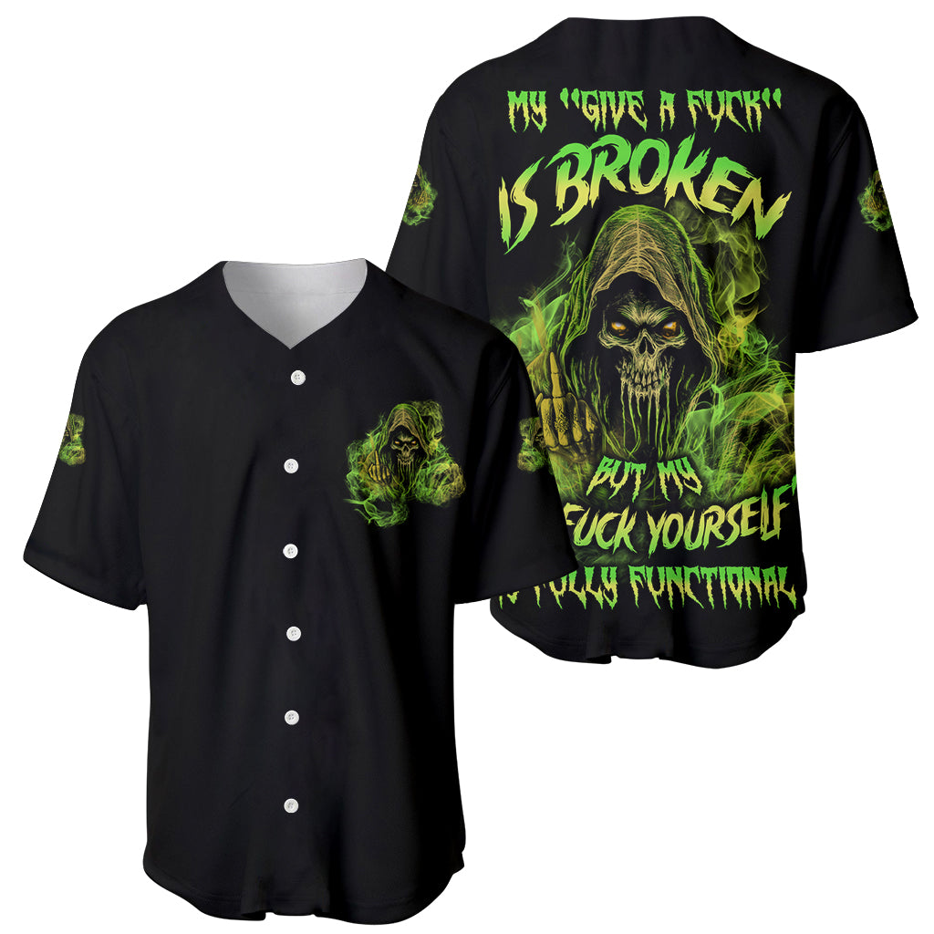 My Give A F Is Broken Reaper Baseball Jersey - Wonder Print Shop