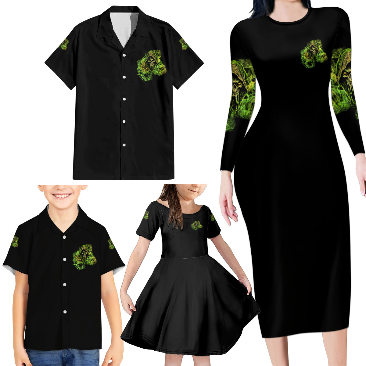 My Give A F Is Broken Reaper Family Matching Long Sleeve Bodycon Dress and Hawaiian Shirt - Wonder Print Shop