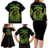 My Give A F Is Broken Reaper Family Matching Long Sleeve Bodycon Dress and Hawaiian Shirt - Wonder Print Shop