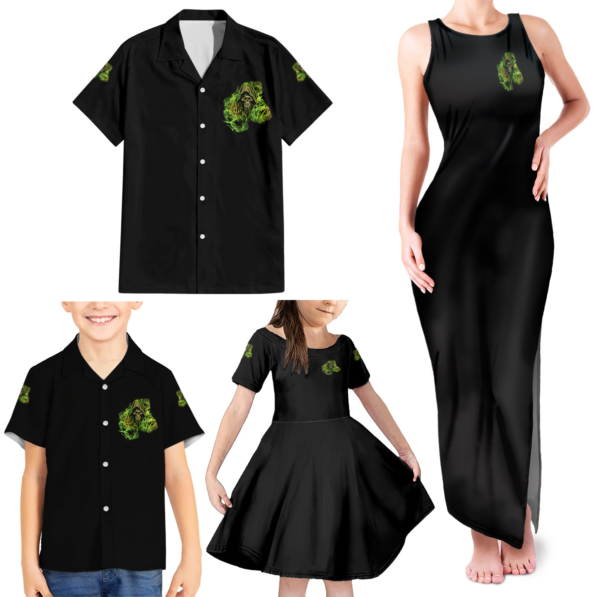 My Give A F Is Broken Reaper Family Matching Tank Maxi Dress and Hawaiian Shirt - Wonder Print Shop
