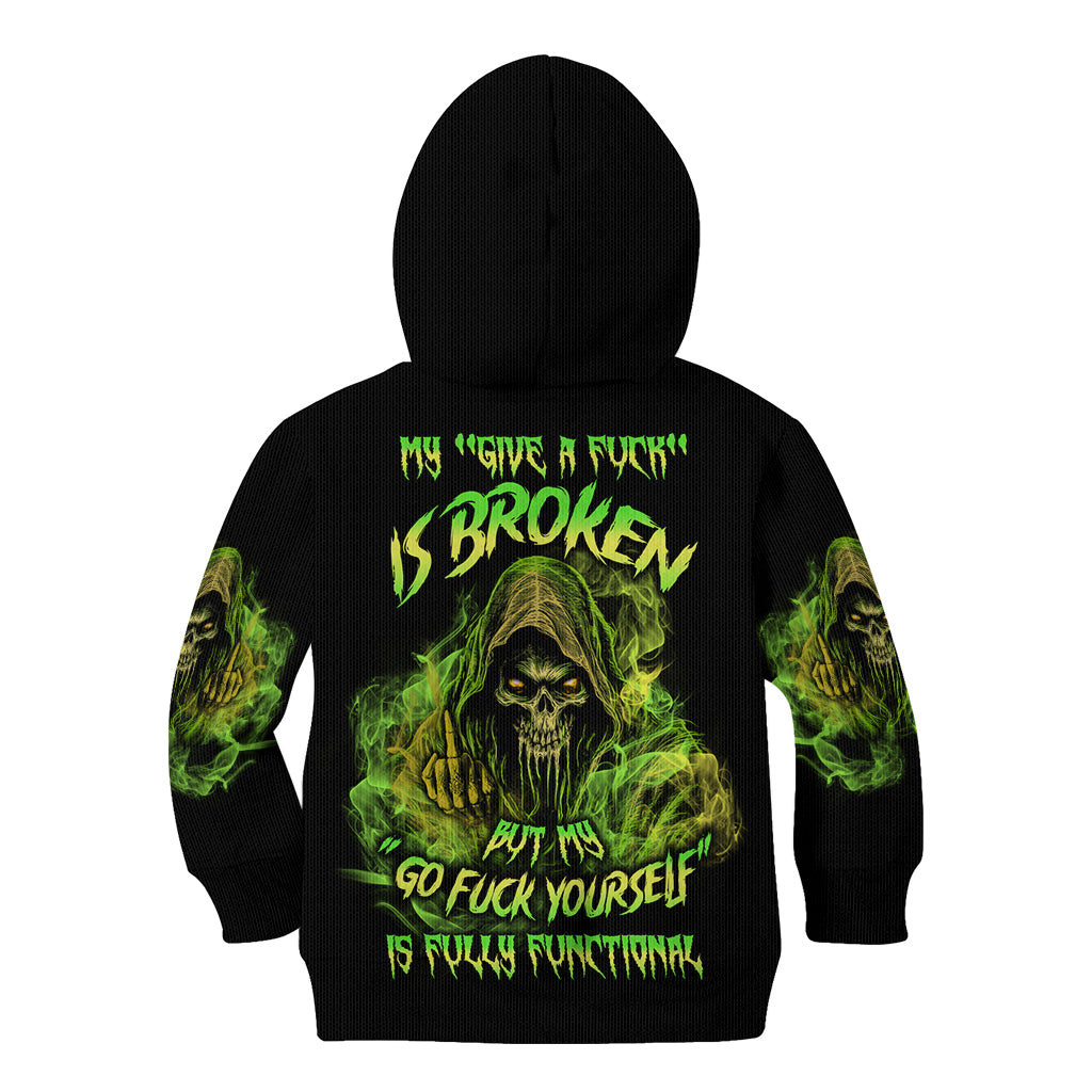 My Give A F Is Broken Reaper Kid Hoodie - Wonder Print Shop