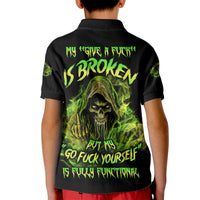 My Give A F Is Broken Reaper Kid Polo Shirt - Wonder Print Shop