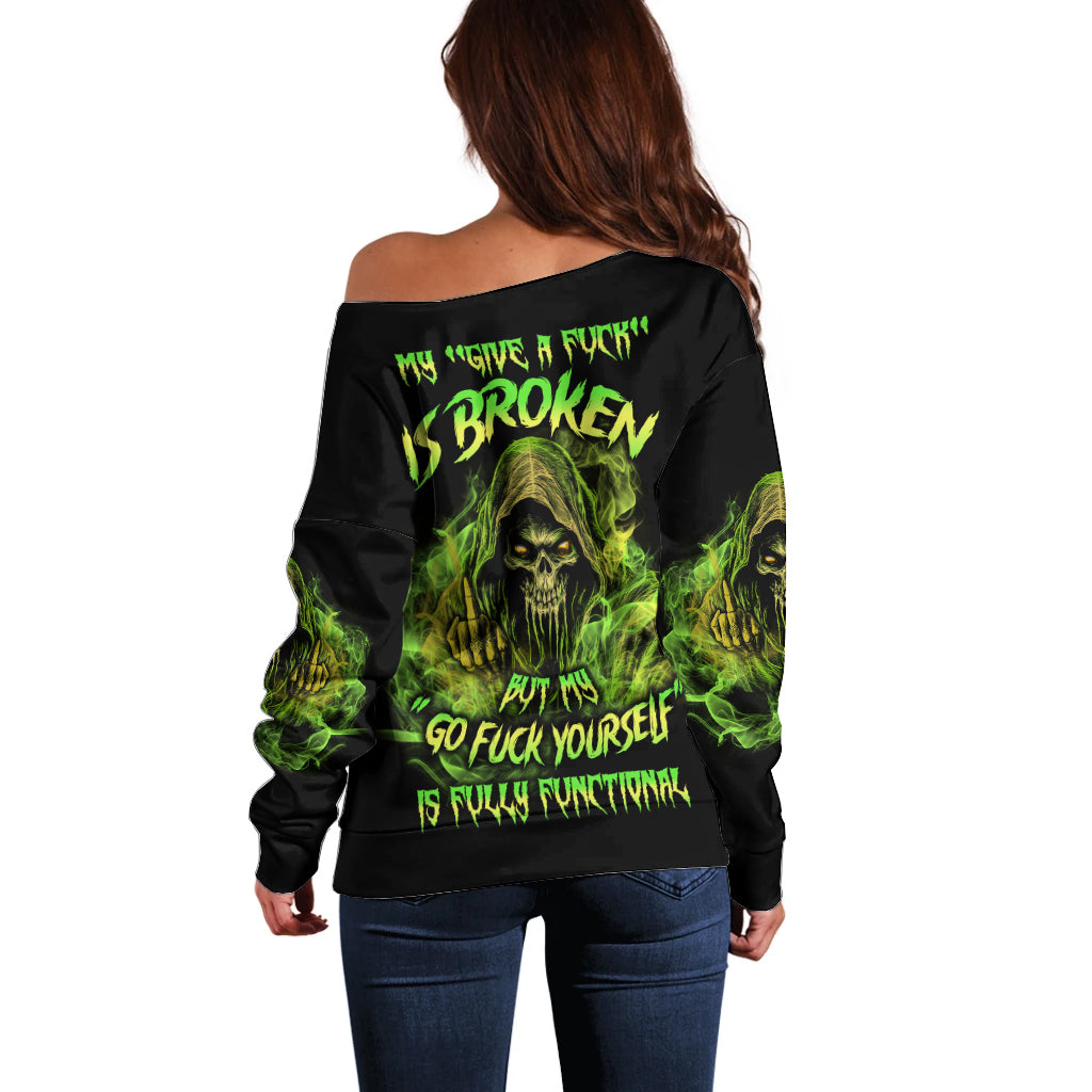 My Give A F Is Broken Reaper Off Shoulder Sweater - Wonder Print Shop
