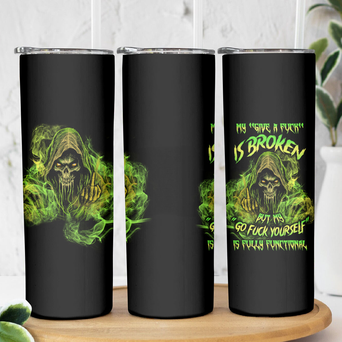 My Give A F Is Broken Reaper Skinny Tumbler - Wonder Print Shop