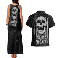 IDGAF Flag Skull Couples Matching Tank Maxi Dress and Hawaiian Shirt - Wonder Print Shop