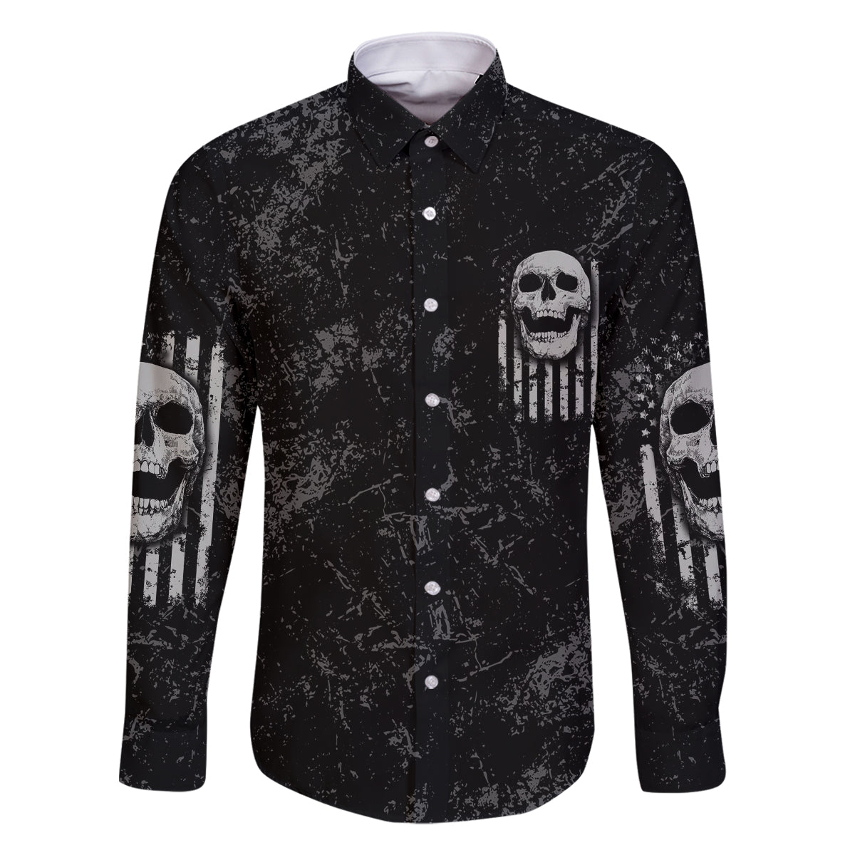 IDGAF Flag Skull Family Matching Long Sleeve Bodycon Dress and Hawaiian Shirt - Wonder Print Shop