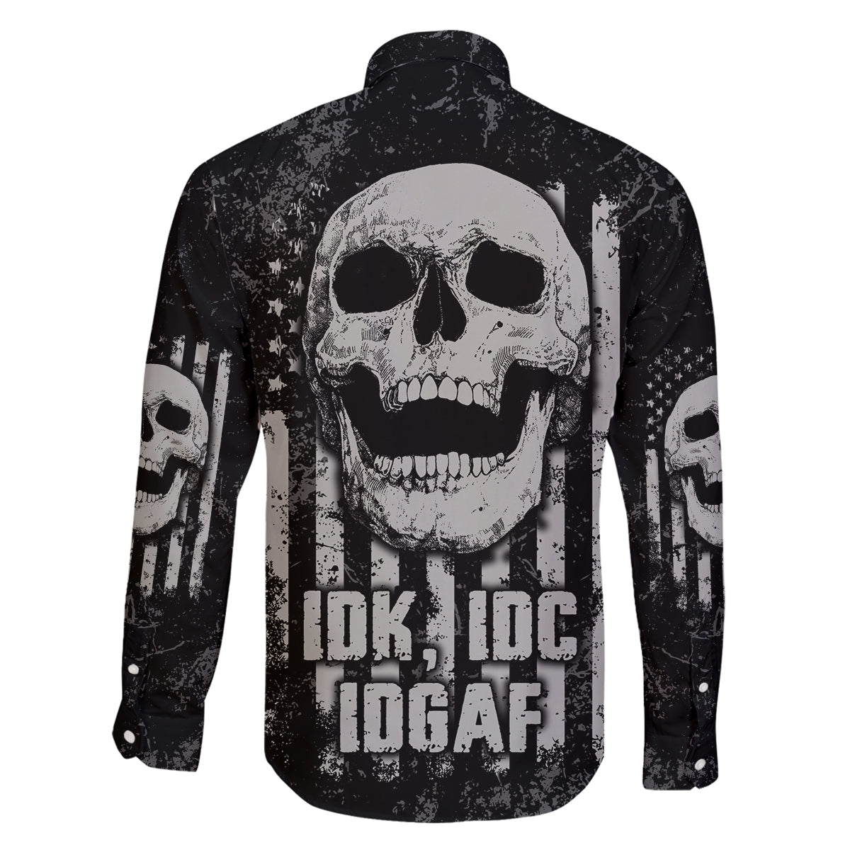 IDGAF Flag Skull Family Matching Long Sleeve Bodycon Dress and Hawaiian Shirt - Wonder Print Shop