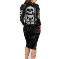 IDGAF Flag Skull Family Matching Long Sleeve Bodycon Dress and Hawaiian Shirt - Wonder Print Shop