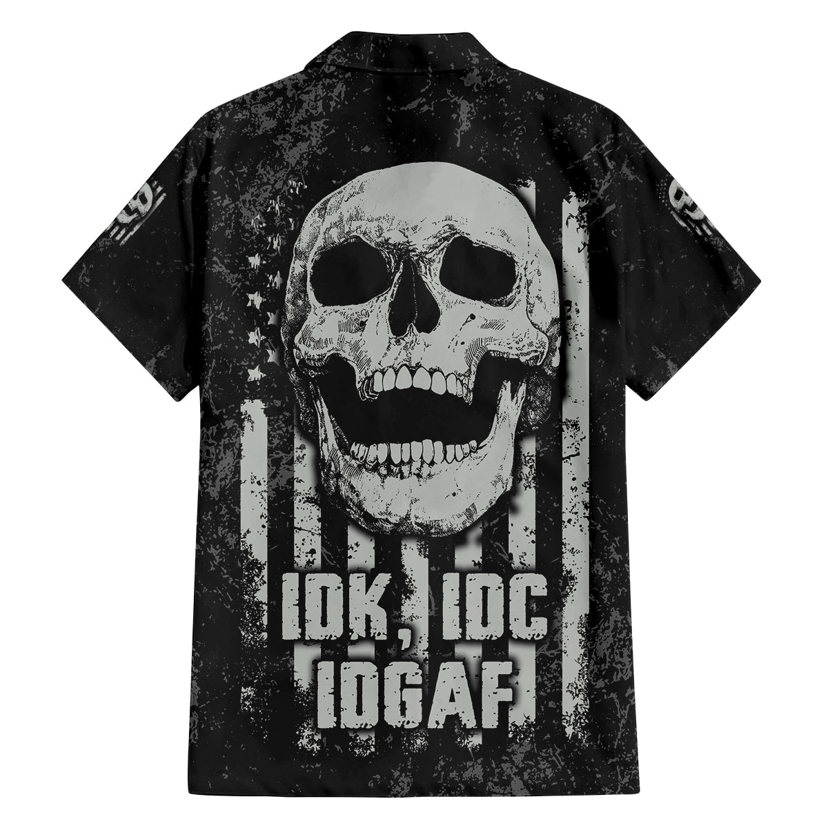 IDGAF Flag Skull Family Matching Off Shoulder Long Sleeve Dress and Hawaiian Shirt - Wonder Print Shop