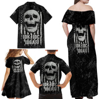 IDGAF Flag Skull Family Matching Off Shoulder Maxi Dress and Hawaiian Shirt - Wonder Print Shop