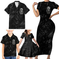 IDGAF Flag Skull Family Matching Short Sleeve Bodycon Dress and Hawaiian Shirt - Wonder Print Shop