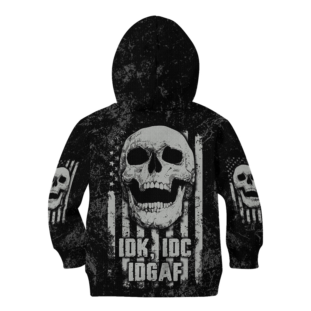 IDGAF Flag Skull Kid Hoodie - Wonder Print Shop