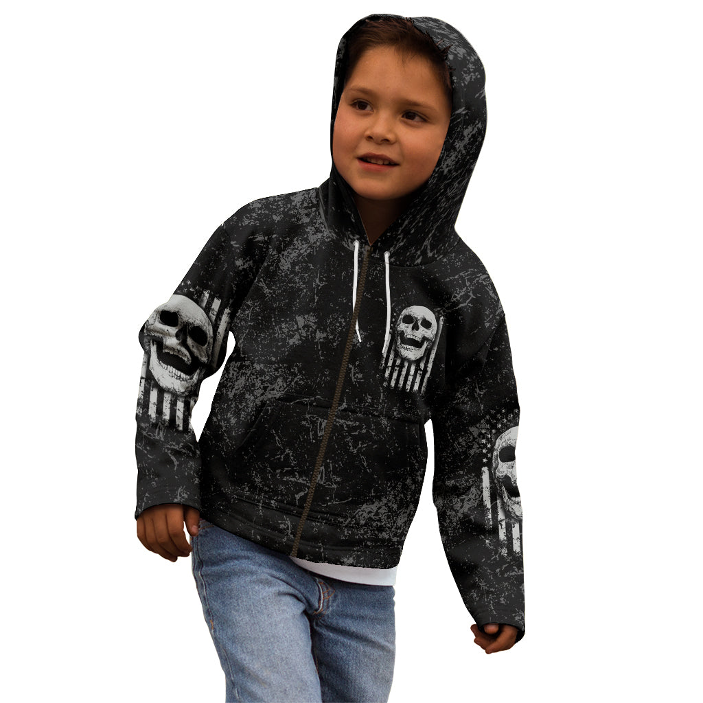 IDGAF Flag Skull Kid Hoodie - Wonder Print Shop