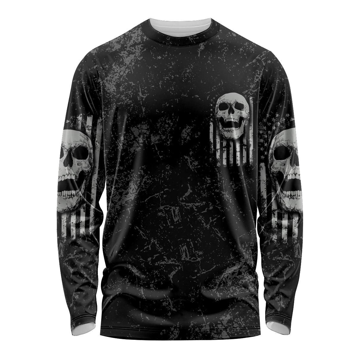 IDGAF Flag Skull Long Sleeve Shirt - Wonder Print Shop