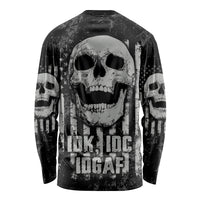 IDGAF Flag Skull Long Sleeve Shirt - Wonder Print Shop