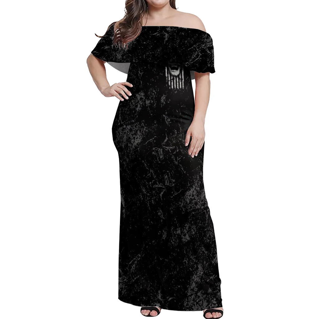 IDGAF Flag Skull Off Shoulder Maxi Dress - Wonder Print Shop