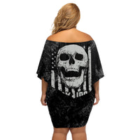 IDGAF Flag Skull Off Shoulder Short Dress - Wonder Print Shop