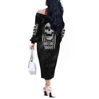IDGAF Flag Skull Off The Shoulder Long Sleeve Dress - Wonder Print Shop
