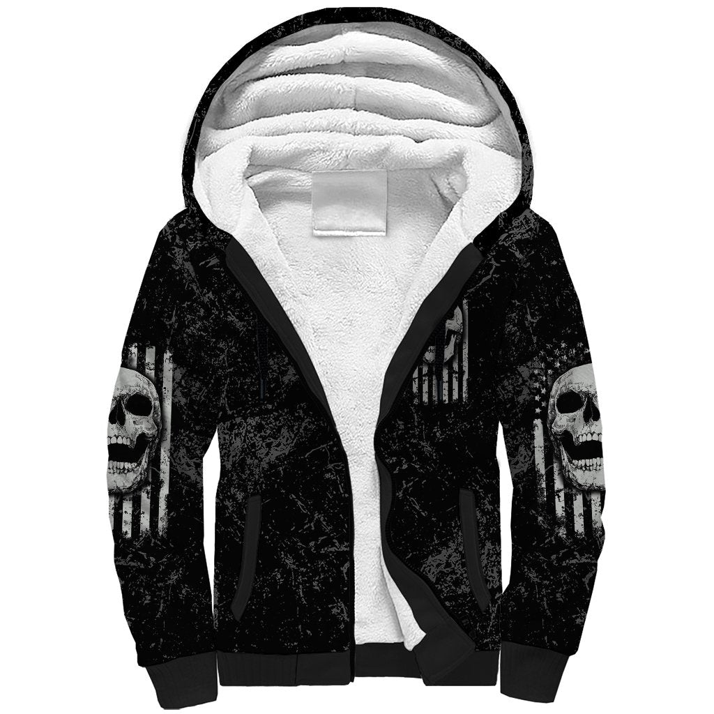 IDGAF Flag Skull Sherpa Hoodie - Wonder Print Shop
