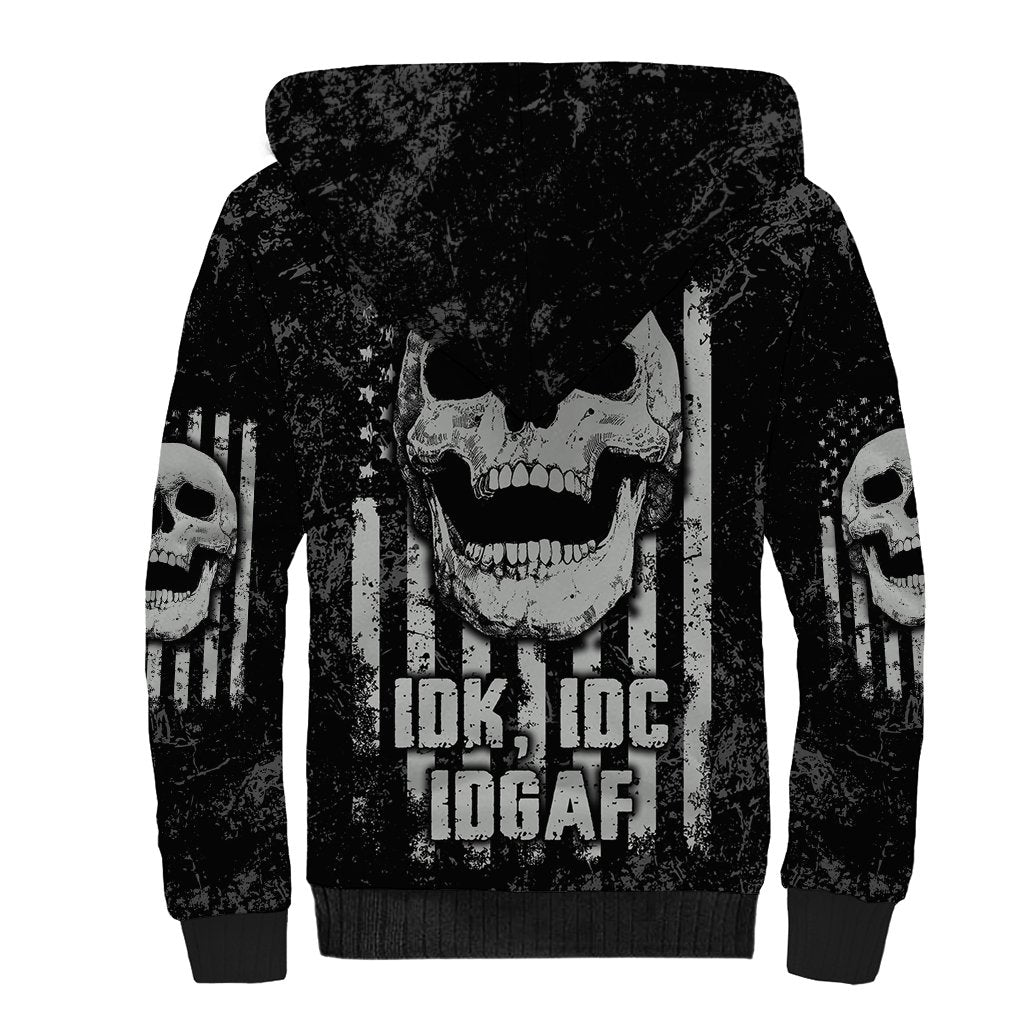 IDGAF Flag Skull Sherpa Hoodie - Wonder Print Shop