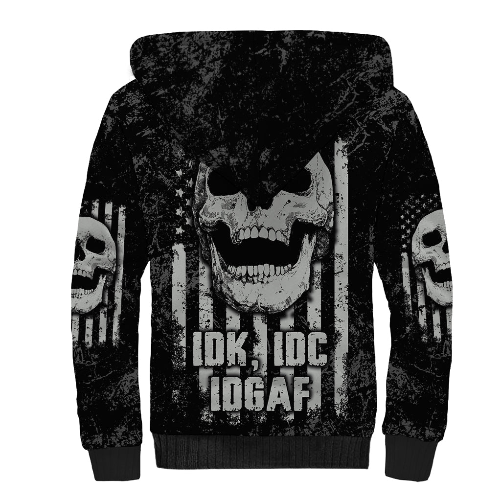 IDGAF Flag Skull Sherpa Hoodie - Wonder Print Shop