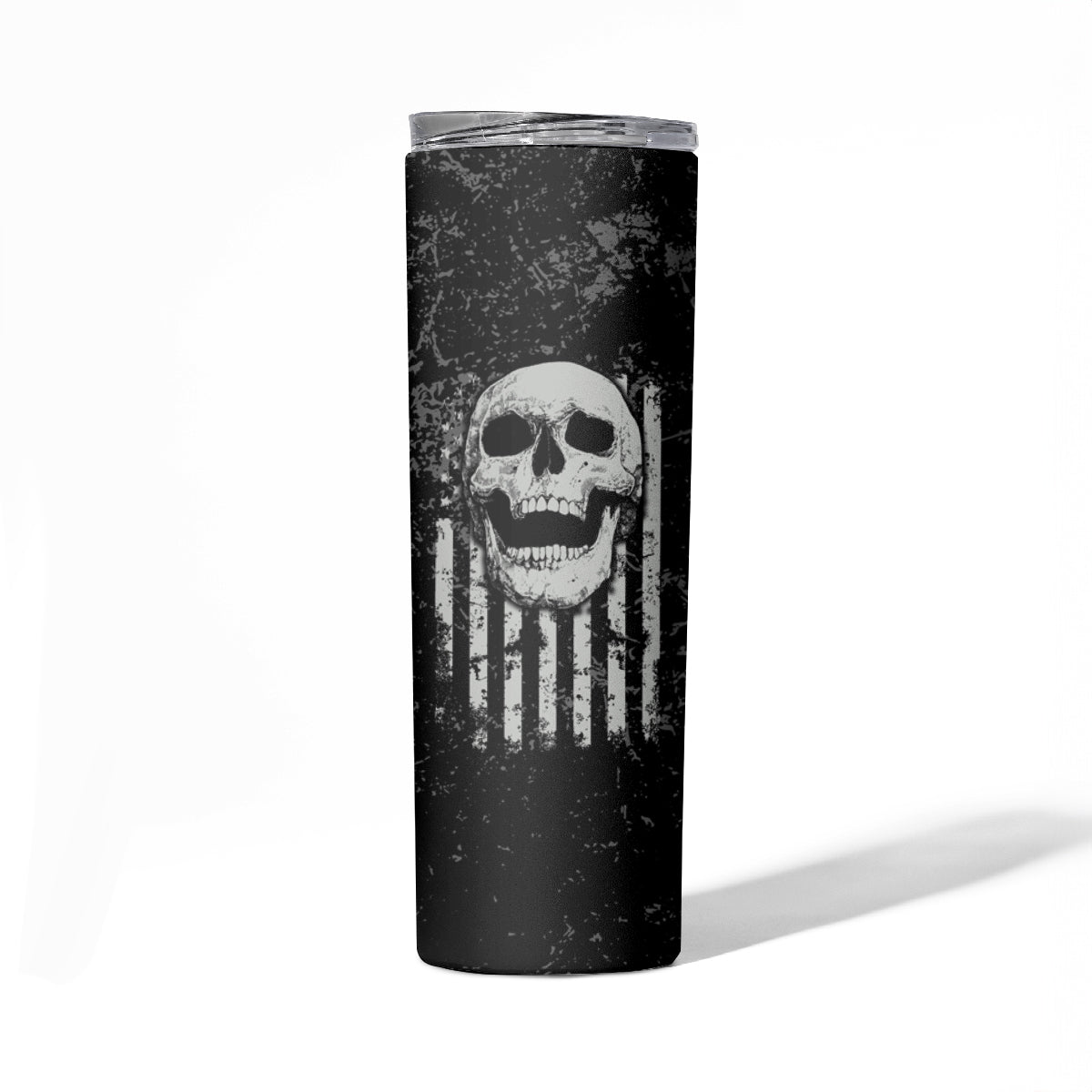 IDGAF Flag Skull Skinny Tumbler - Wonder Print Shop