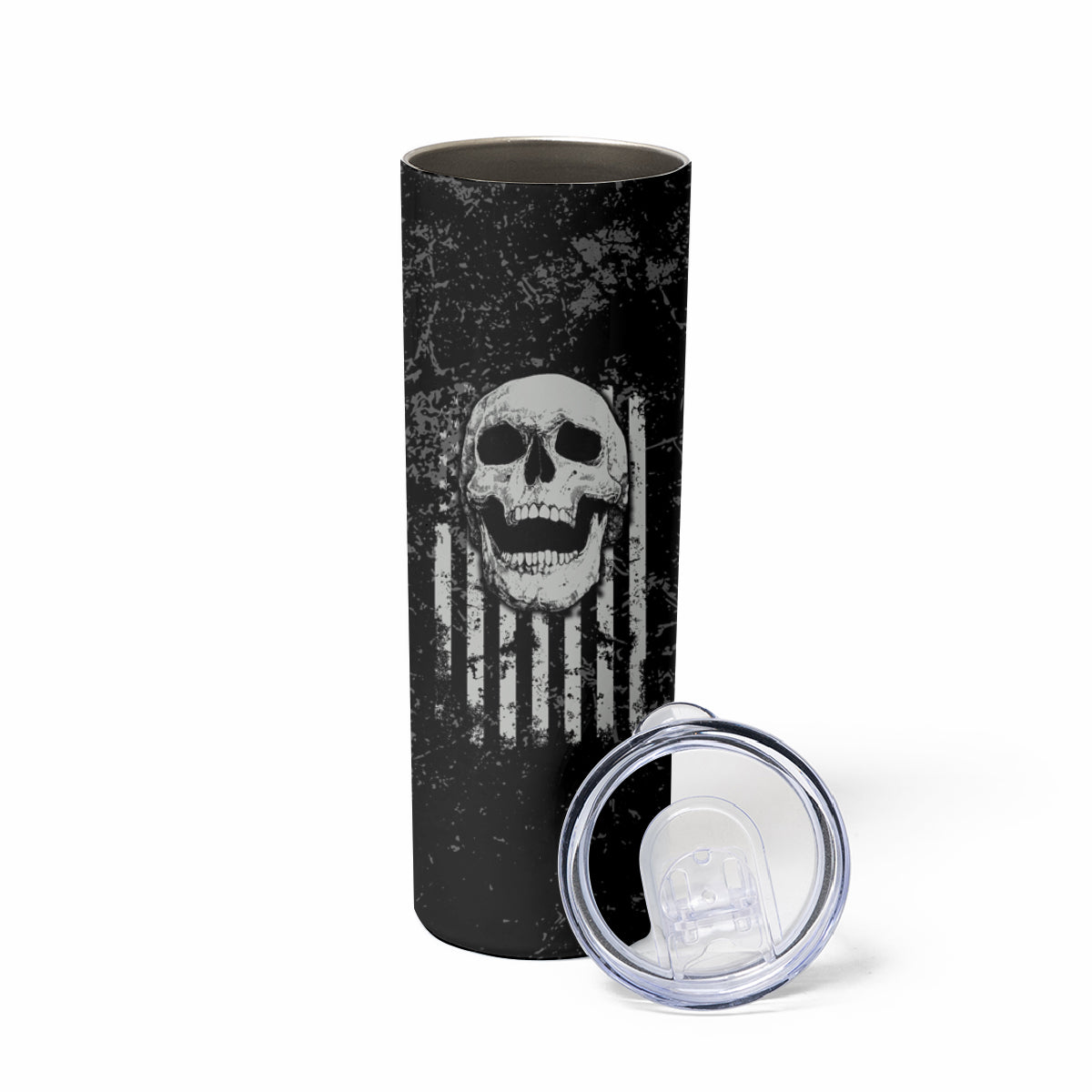IDGAF Flag Skull Skinny Tumbler - Wonder Print Shop