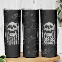 IDGAF Flag Skull Skinny Tumbler - Wonder Print Shop
