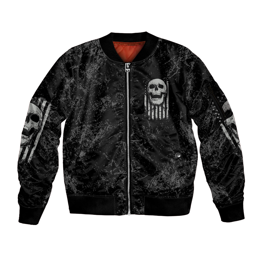 IDGAF Flag Skull Sleeve Zip Bomber Jacket - Wonder Print Shop