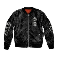 IDGAF Flag Skull Sleeve Zip Bomber Jacket - Wonder Print Shop