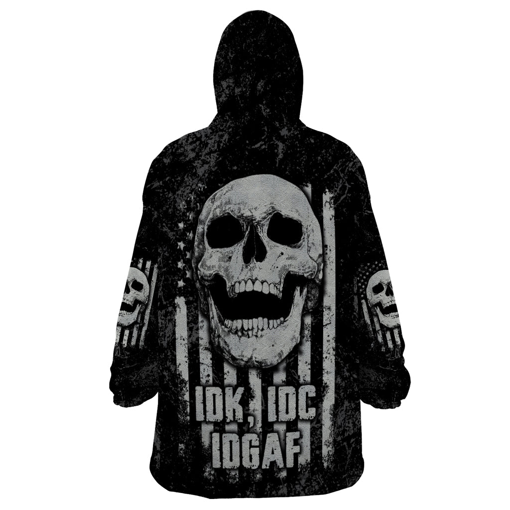 IDGAF Flag Skull Wearable Blanket Hoodie - Wonder Print Shop
