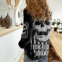 IDGAF Flag Skull Women Casual Shirt - Wonder Print Shop