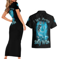 Salty Witch Mermaid Halloween Couples Matching Short Sleeve Bodycon Dress and Hawaiian Shirt - Wonder Print Shop