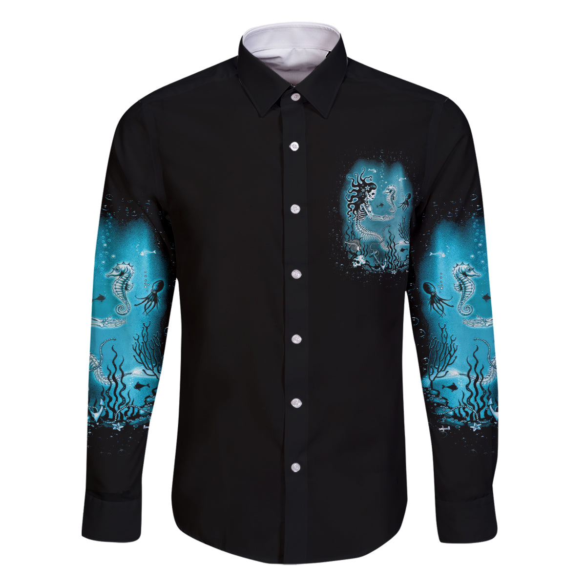 Salty Witch Mermaid Halloween Family Matching Long Sleeve Bodycon Dress and Hawaiian Shirt - Wonder Print Shop