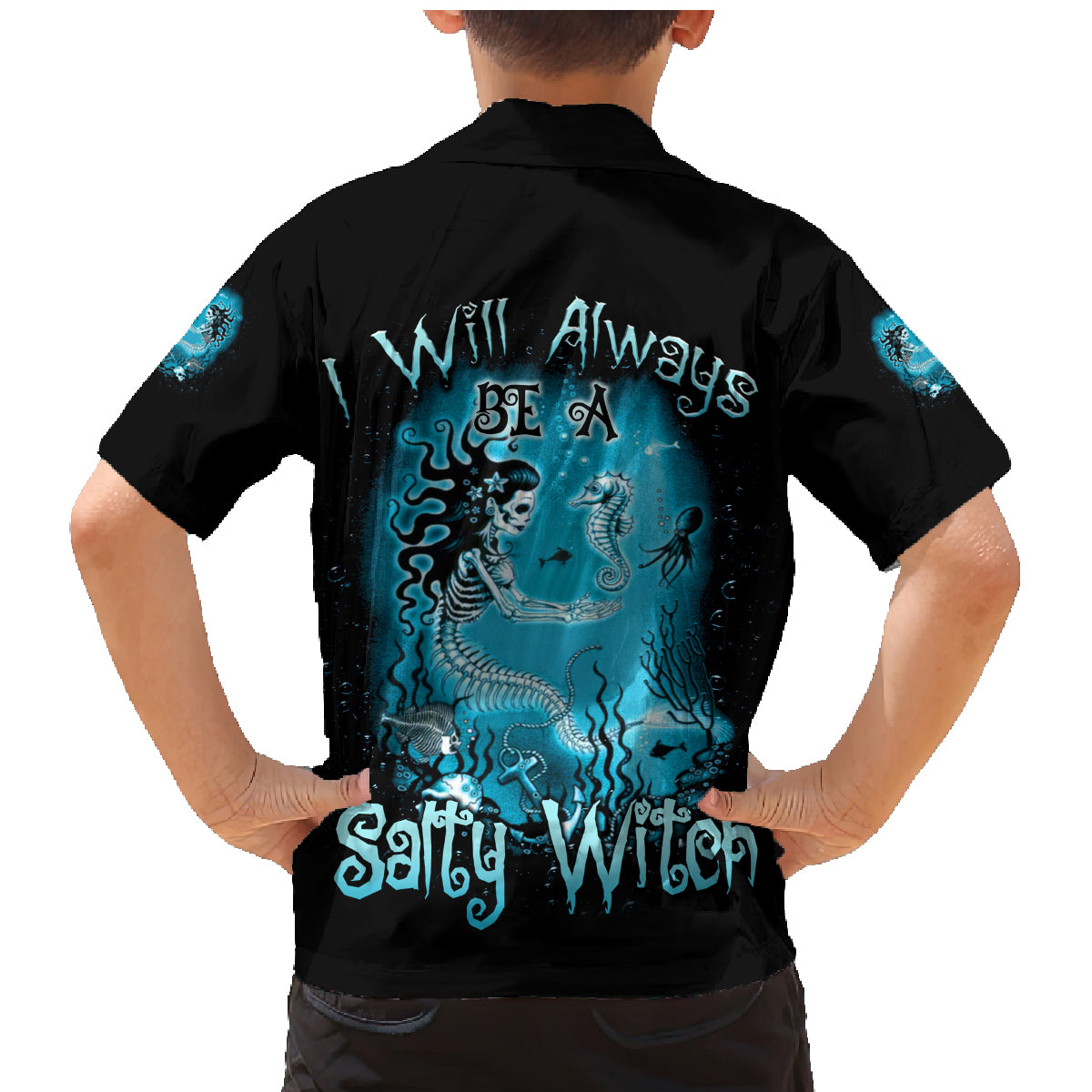 Salty Witch Mermaid Halloween Family Matching Mermaid Dress and Hawaiian Shirt - Wonder Print Shop