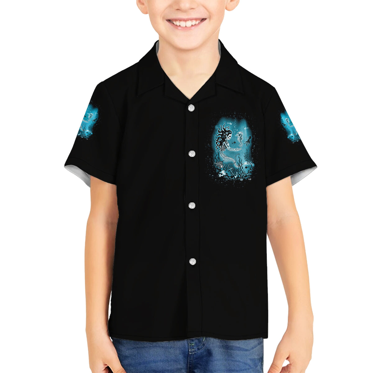 Salty Witch Mermaid Halloween Family Matching Puletasi Dress and Hawaiian Shirt - Wonder Print Shop