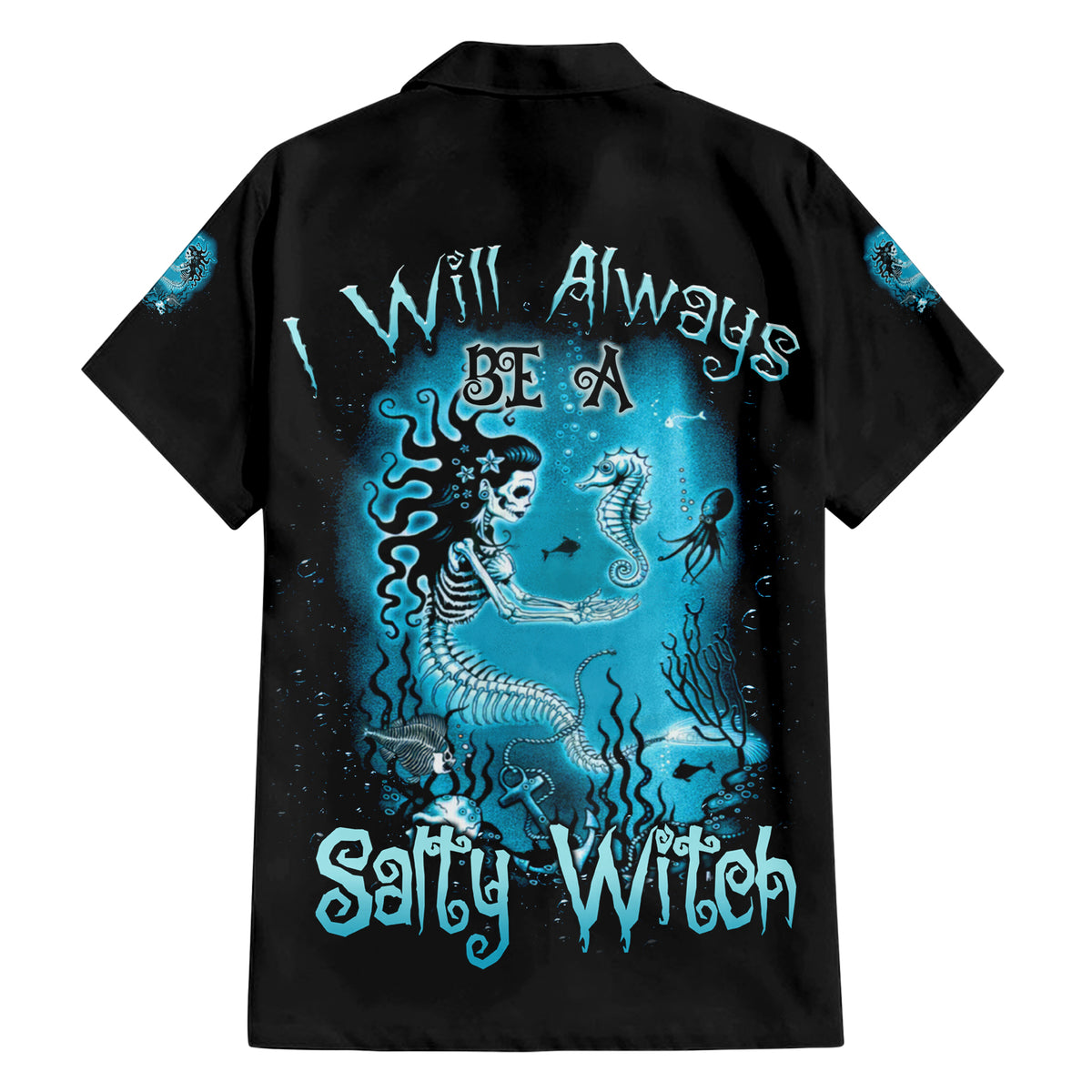 Salty Witch Mermaid Halloween Family Matching Short Sleeve Bodycon Dress and Hawaiian Shirt - Wonder Print Shop