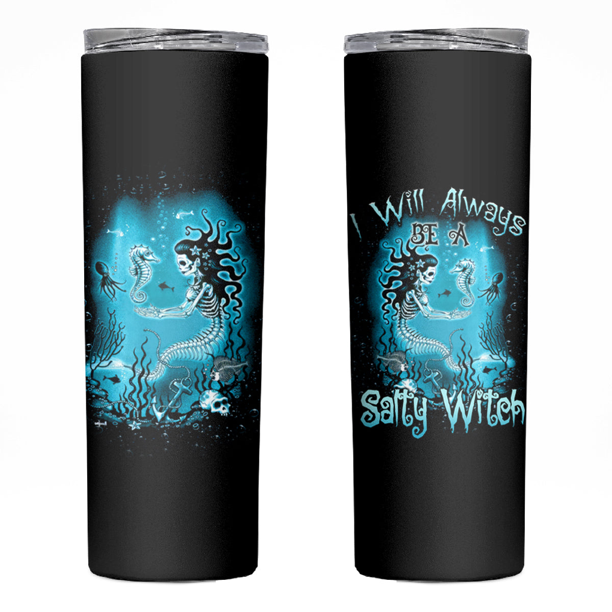 Salty Witch Mermaid Halloween Skinny Tumbler - Wonder Print Shop