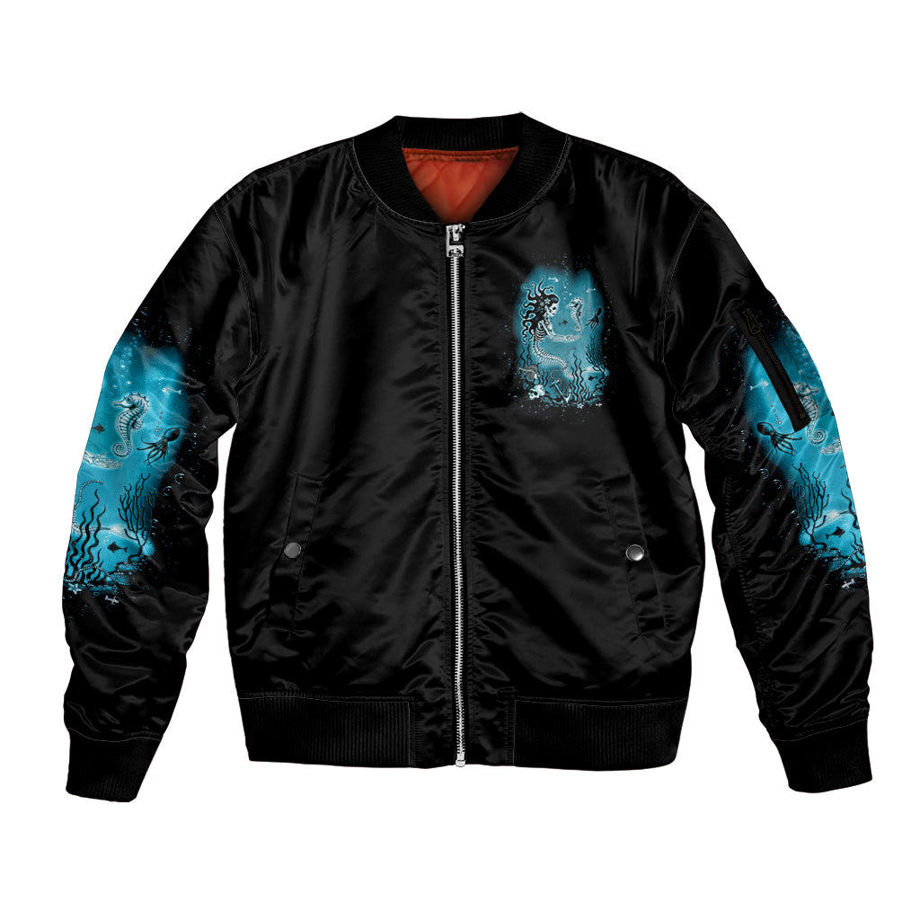 Salty Witch Mermaid Halloween Sleeve Zip Bomber Jacket - Wonder Print Shop