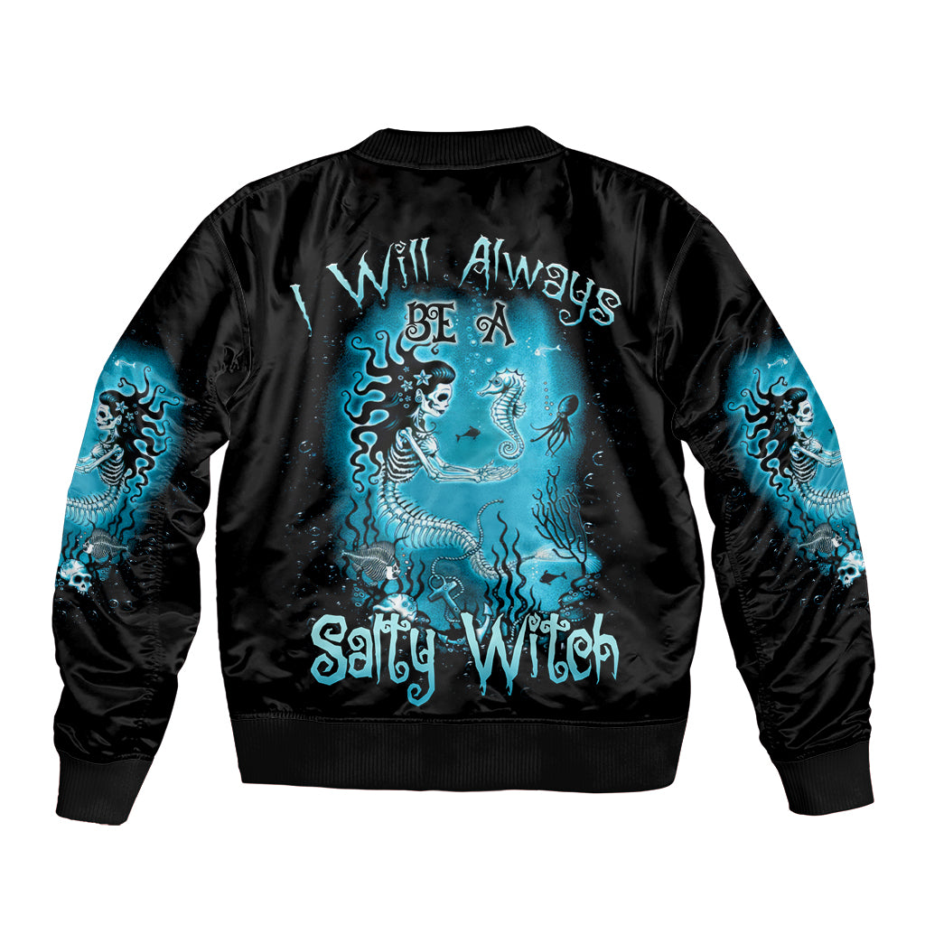 Salty Witch Mermaid Halloween Sleeve Zip Bomber Jacket - Wonder Print Shop