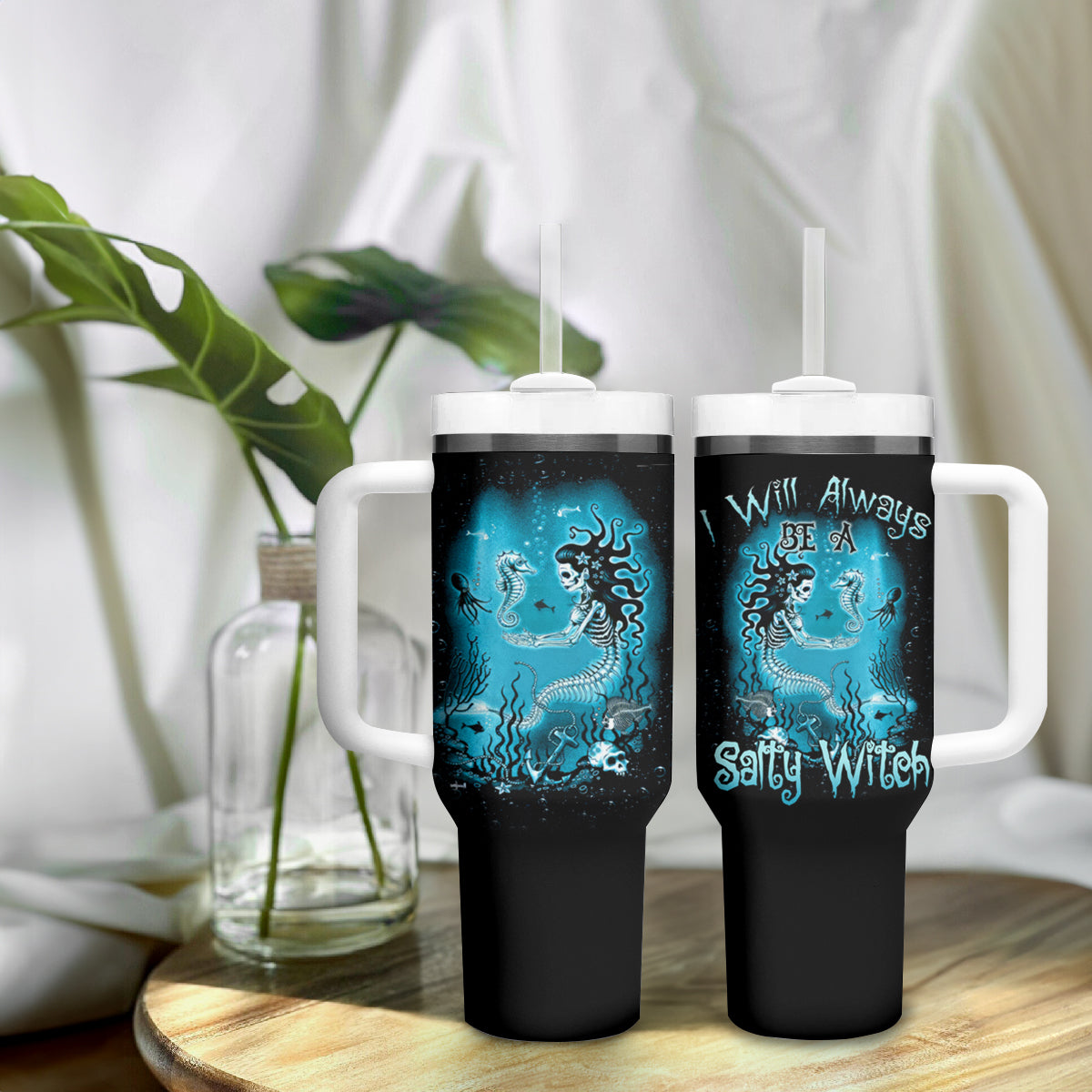 Salty Witch Mermaid Halloween Tumbler With Handle - Wonder Print Shop