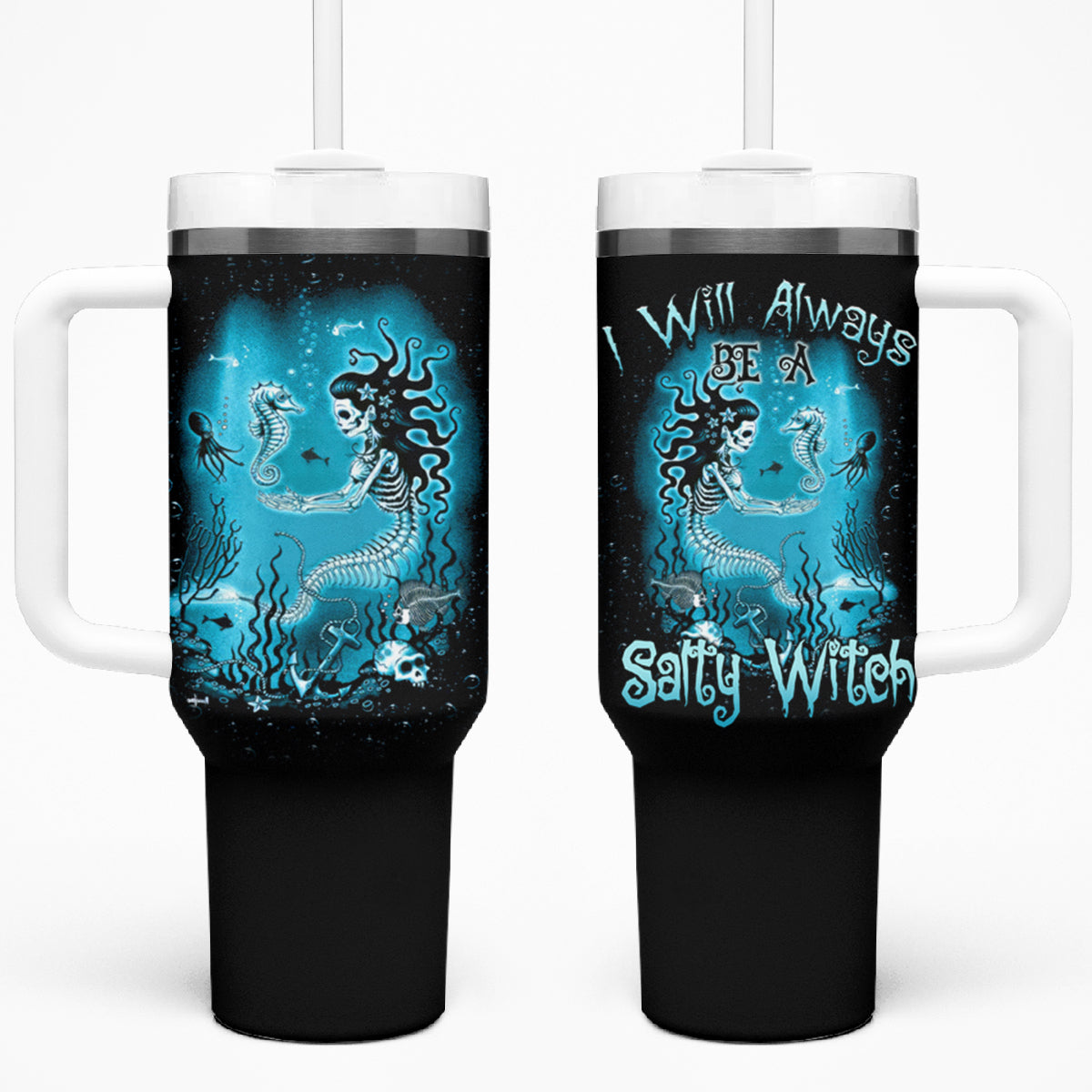 Salty Witch Mermaid Halloween Tumbler With Handle - Wonder Print Shop