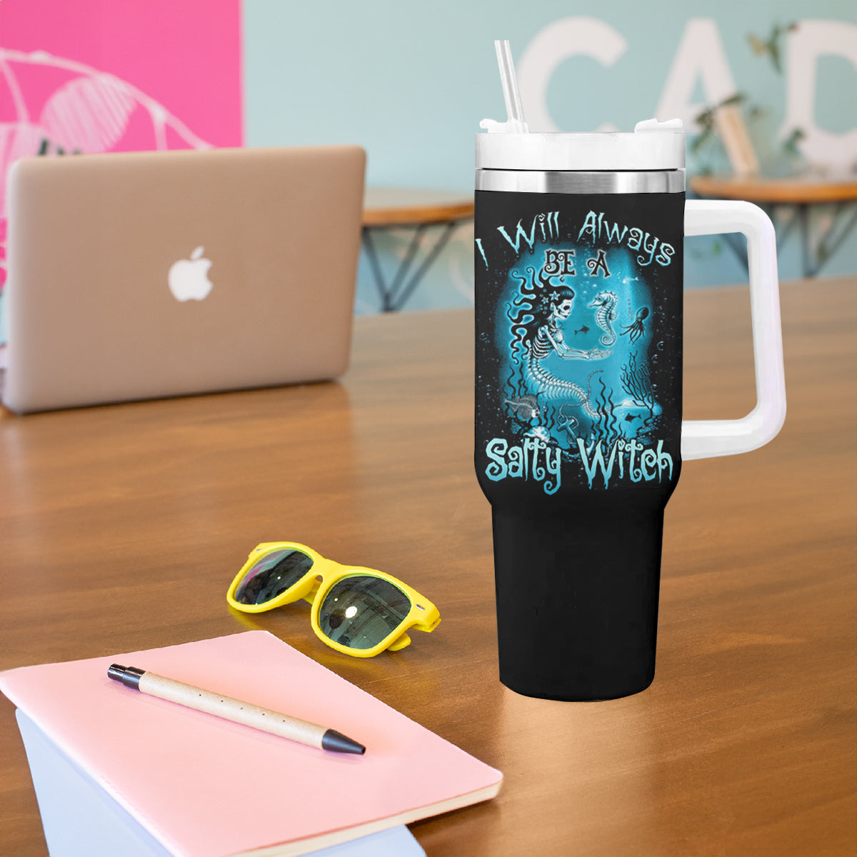 Salty Witch Mermaid Halloween Tumbler With Handle - Wonder Print Shop