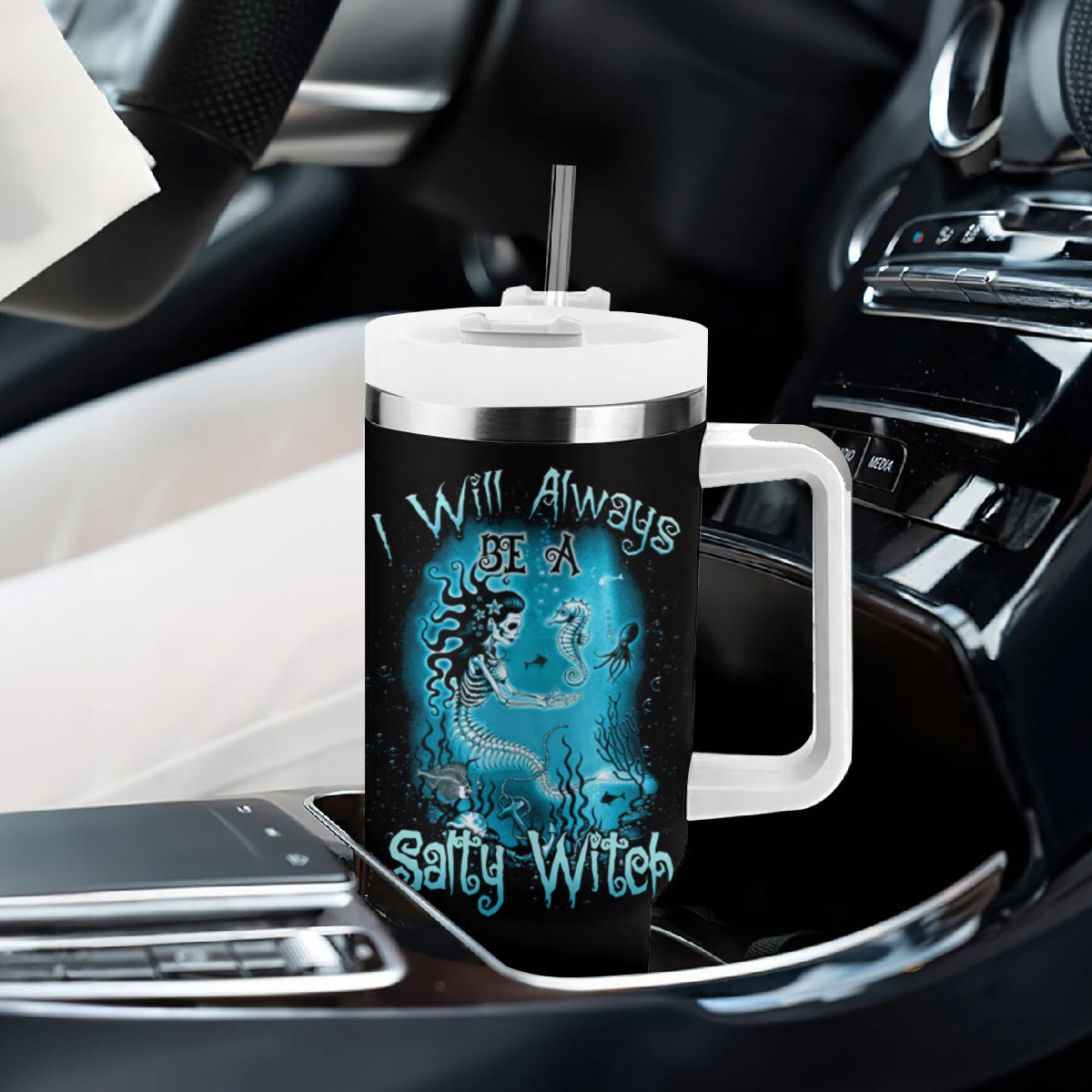 Salty Witch Mermaid Halloween Tumbler With Handle - Wonder Print Shop